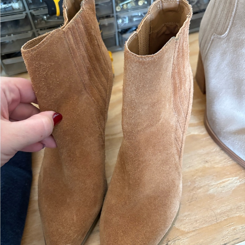 Marc Fisher Camel Suede Ankle Booties